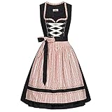 Almsach Damen Trachten-Mode Midi Dirndl Gitti in Schwarz-Creme traditionell, Größe:32, Farbe:Schwarz/Creme