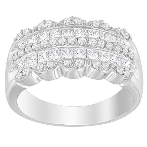 Original Classics 14K White Gold Round and Princess Cut Diamond Ring (1.15 Cttw, H-I Color, SI2-I1 Clarity) - Size 6-1/2