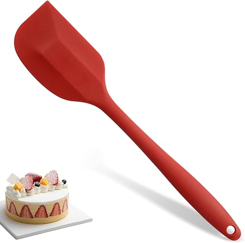 Wanbasion Espátula roja de silicona resistente al calor de 10.83 pulgadas, 600 F, espátula de silicona de cocina para cocinar, apta para