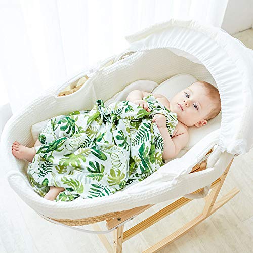 Anbenser Receiving Baby Blanket for Boy Girl 47" x 47" Breathable Bamboo Cotton Muslin Swaddle Blankets Green Leaf - Image 3