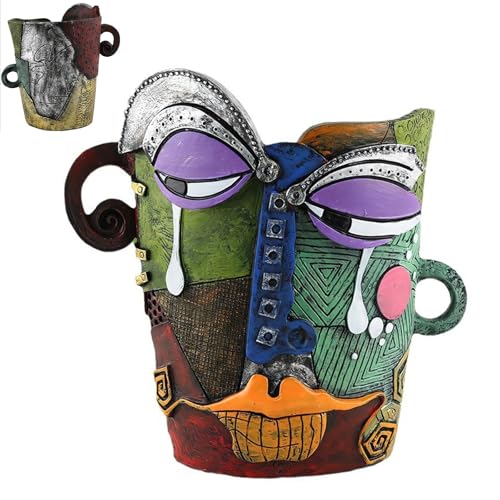 Picasso Flower Pot Colorful Face Art Abstract Resin Flower Pot