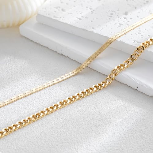 Tobilleras para mujer chapadas en oro de 14k ajustables e impermeables 5