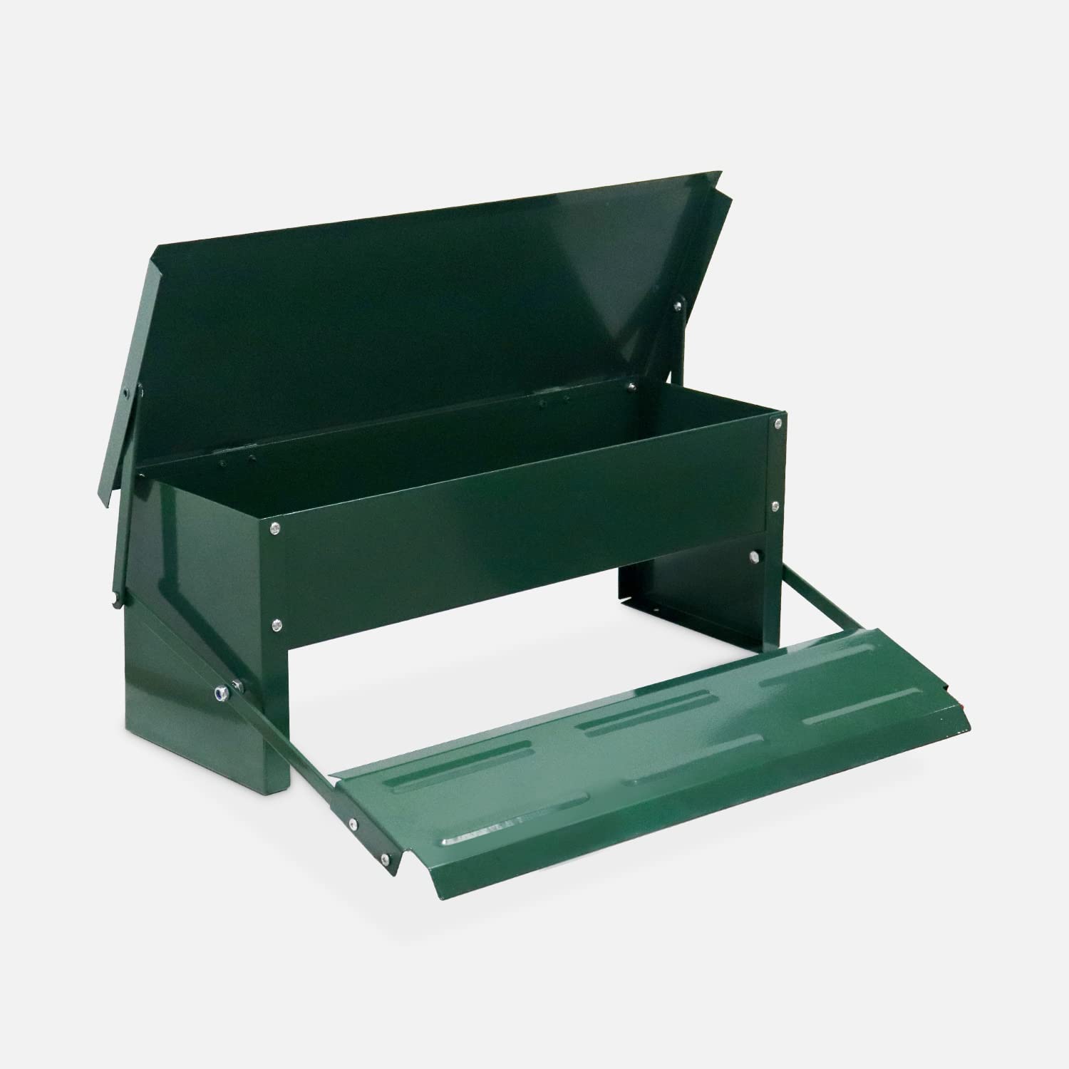 sweeek-Comedero automático para gallinas 5kg, Comedero para Pollos, Verde, 51x35x18.5 cm