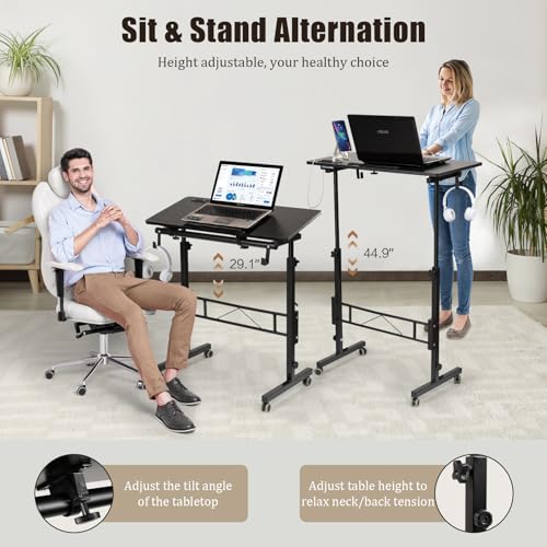 Image of SIDUCAL Standing Desk Height Adjustable with Tiltable Tabletop, Black
