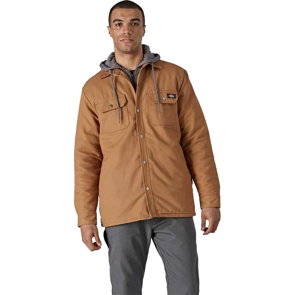 Dickiesmens Fleece Hooded Duck Shirt Jacket With Hydroshield