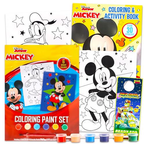 Disney Mickey Mouse Paint Posters Set - Bundle with Mickey Mouse Painting Activity Book with Coloring Pages, Stickers, and More | Mickey Mouse Coloring and Activities for Toddlers, Kids