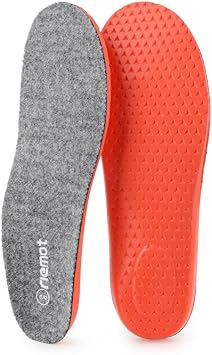 riemot Merino Wool Warm Insoles for Men,Winter Boot Insert Gray US9.5/ EU42.5