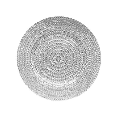 ChargeIt By Jay Ege 13-Inch Silver Round Charger Plate - Decorative Placemat For Table Setting