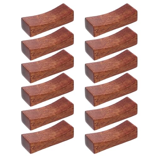 iplusmile 12個 木製箸置き 和風凹面デザイン 滑らかな仕上げ 実用的な家用箸ラック テーブル用スプーン フォーク兼用整理スタンド