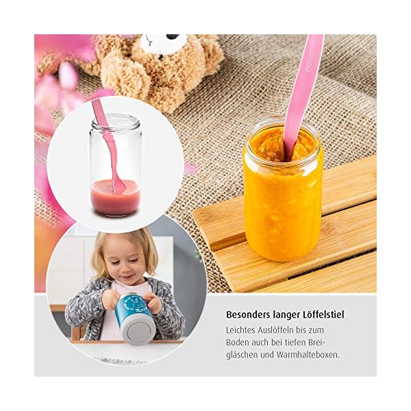 Reer 23022 BabySpoon Fütterlöffel-Set, 5 Stück, Babylöffel, Fütterlöffel mit extra langem Griff, mehrfarbig – Bild 4
