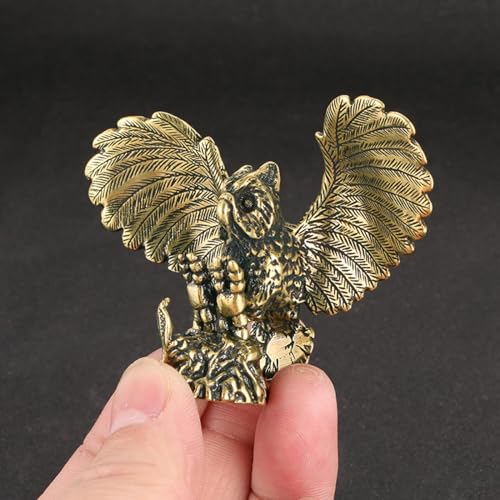 Desdon Pequeña figurita de latón, búho de Cobre, Adorno de Bronce, Adorno de Escultura, Adorno de Metal en Miniatura de Cobre, casa de Oficina, fundición de Feng Shui, Escultura, Regalos