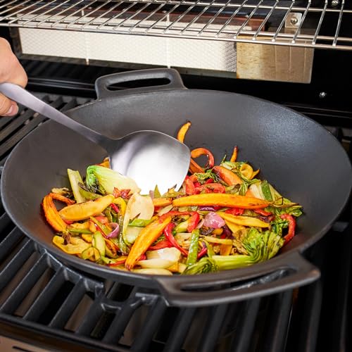 Wok Spatula 304 Stainless Steel Solid Turner for Cooking, All Metal Chinese Wok Spatula with Heat Resistant Handle, Kitchen Utensils Spatula Turner Shovel for Carbon Steel Pan, 13.7Inch/Silver