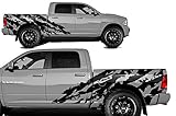 Factory Crafts Shred Side Graphics Kit 3M Vinyl Decal Wrap Compatible with Dodge Ram 5.7 Bed 2009-2018 - Matte Black