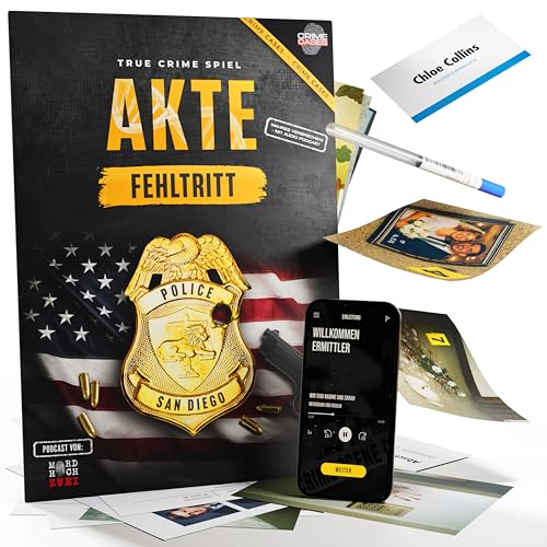 CRIMECASES True Crime Spiel: Akte Fehltritt I Krimispiel für 1-6 Personen I Cold Cases Spiel für Erwachsene mit Podcast zu echtem Kriminalfall ab 14 Jahren I Interaktiven Mordfall lösen für Zuhause