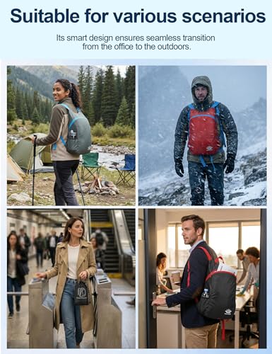 Image of Venzina Durable Waterproof Lightweight Packable Backpack, Foldable Travel Daypack for Hiking and Work, Unisex Men Women Compact Backpack for Outdoor, Gym, Shopping