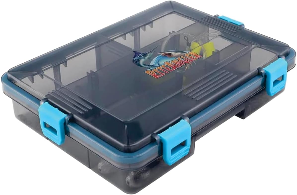 Rite Angler Fishing Tackle Kit - Complete 157-Piece Beach & Pier Fishing Accessories Set with Tackle Box, Lures, Hooks, Fish Finder & Swivels - Freshwater Gear Ocean Fishing Bait Kit