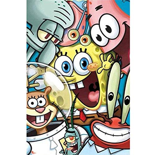 YALKIN Kit Pittura Diamante 5D per Adulti, Cartone Animato Fai da Te Trapano Completo Rotondo (30x40 cm) Gemma Pittura Artistica con i Numeri Kit Arte Diamante per la Decorazione della Parete di casa