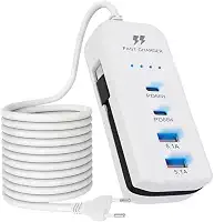 Carregador USB USB-C PD (Power Delivery) de Parede, Tomada Carregador, Hub, com 4 Portas, 2 Portas USB-C PD 66W, 2 Portas USB 5.1A