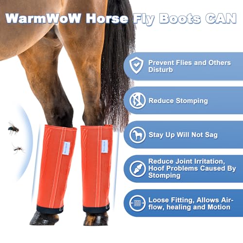Image of Horse Fly Boots Set of 4, Fly Boots for Horses, Leggings for Horses, Reduce-Stomping, Breathable Mesh, Loose Fitting, Stay Up Not Sag, No Rub