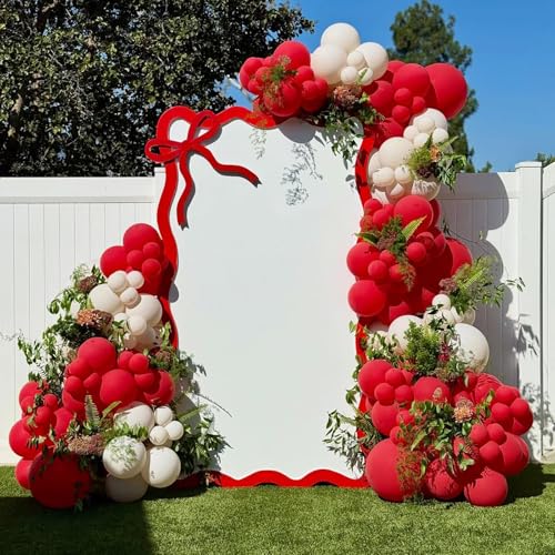 Image of Red and White Balloons Arch Kit,130pcs Red Latex Balloon Garland,Different Sizes White Balloon for Wedding,Mother's Day,Valentine's Day,Birthday,Christmas Party Decorations
