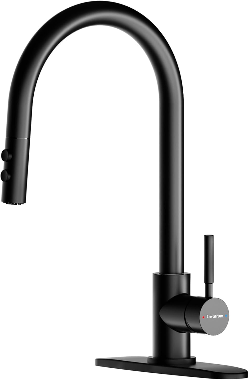 Kitchen Faucets with Pull Down Sprayer 17 Inch Matte Black Single Handle 1 or 3Holes High Arch Kitchen Sink Faucet Modern-17Inch Matte Black