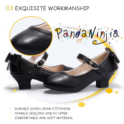 Image of PANDNAINJIA Girls Dress Shoes Toddler Heels Mary Jane Pumps