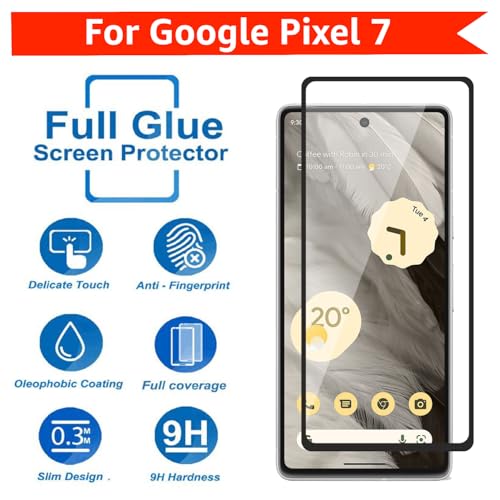 Image of POPIO Tempered Glass Screen Protector Compatible For Google Pixel 7 (Black) With Edge-To-Edge Protector Coverage And Easy Installation Kit For Smartphone
