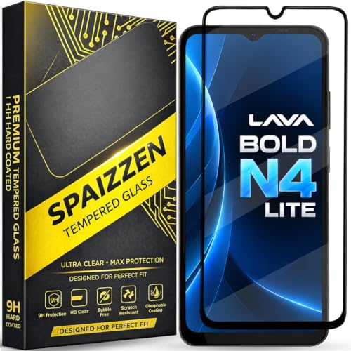Image of Military-Grade Tempered Glass Screen Protector Compatible for Lava Bold N4 Lite with Edge to Edge Coverage and Easy Self Installation kit