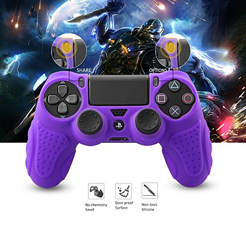 Chinfai Ps4 Controller Dualshock4 Skin Grip Anti-Slip Silicone Cover Protector Case For Sony Ps4/Ps4 Slim/Ps4 Pro Controller With 8 Thumb Grips (Purple) #TOP4