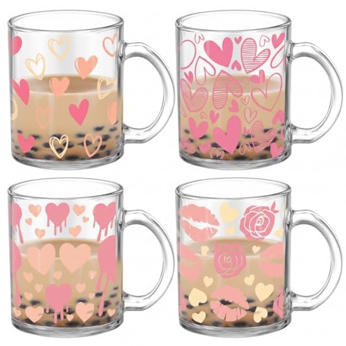 Tioncy 4 Pcs Valentines Heart Coffee Mugs 12 oz...