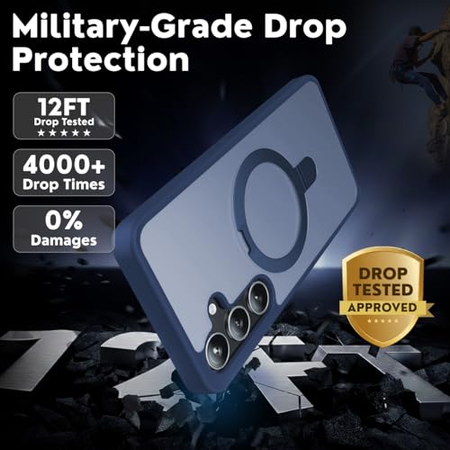 Image of AIBEX Back Cover OStand for Samsung S26 Plus 5G MagSafe Compatible | Ring Kickstand with Magnetic Alloy Ring Metal | Wireless Charging Support | Scratch Resistant Slim | Armor Protection Case - Blue
