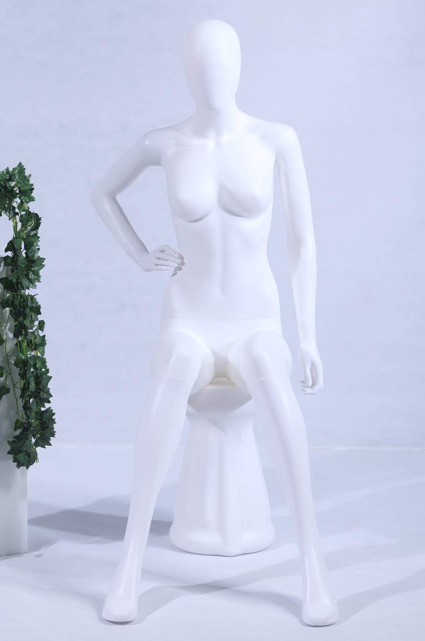 FC66-W Mannequin de vitrine mobile pour femme assise Blanc mat (femelle FC66-W)