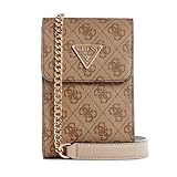 GUESS Noelle Flap Chit Chat Phone Bag Latte Logo/Brown