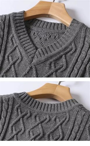 Men V Neck Jacquard Long Sleeve Casual Loose Pullover Thickened Slim Fit V Neck Sweater4