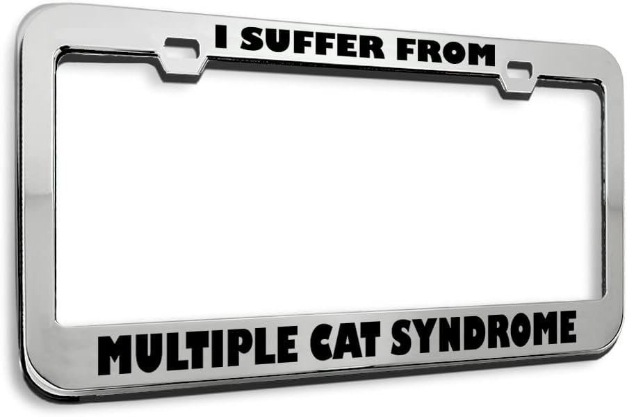 Metal License Plate Frame I Suffer from Multiple Cat Syndrome Metal Tag Holder Car Accessories Stainless Steel 2 Holes 1 Frame