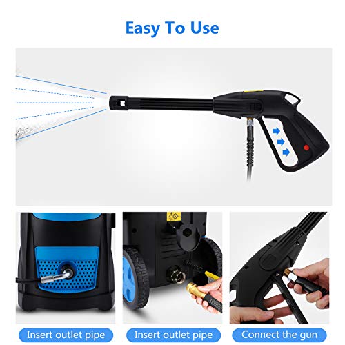Suyncll Pressure Washer 3800PSI Max 2.8 GPM Electric Pressure Washer With Reel High Power Washer Machine Cleaner with Nozzles, Spray Gun,Detergent Tank For Cleaning Homes,Cars,Driveways,Patios (Blue)