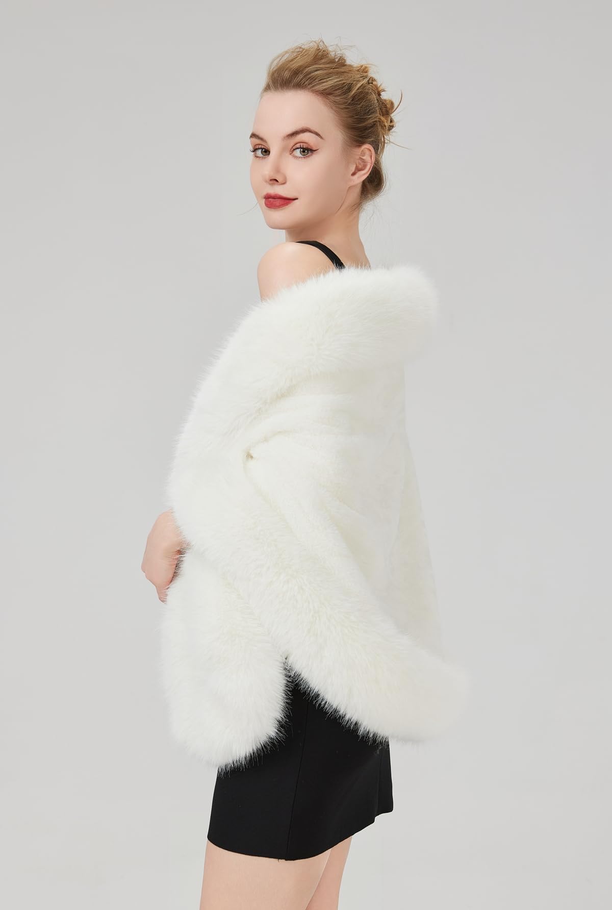 BEAUTELICATE Estola Chal Pelo Mujer Boleros Marfil Negro Para Fiesta Bodas Novia Invierno Vestido de Noche