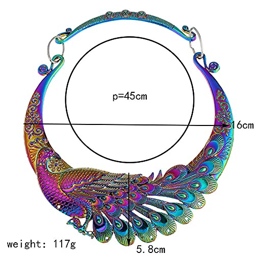 Awese Women Vintage Ethnic Colorful Peacock Chunky Bib Collar Choker Necklace Indian Jewelry Vintage Necklace For Women Girls #TOP2
