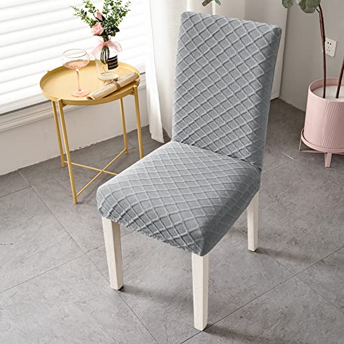 Dujuike Chair Covers For Dining Room Set Of 2 Stretch Removable Chair Slipcover Chair Covers Protector For Home Hotel Meeting Celebration Ceremony Wedding Banquet Elastic Rhombus Fabric (Light Grey) #TOP2