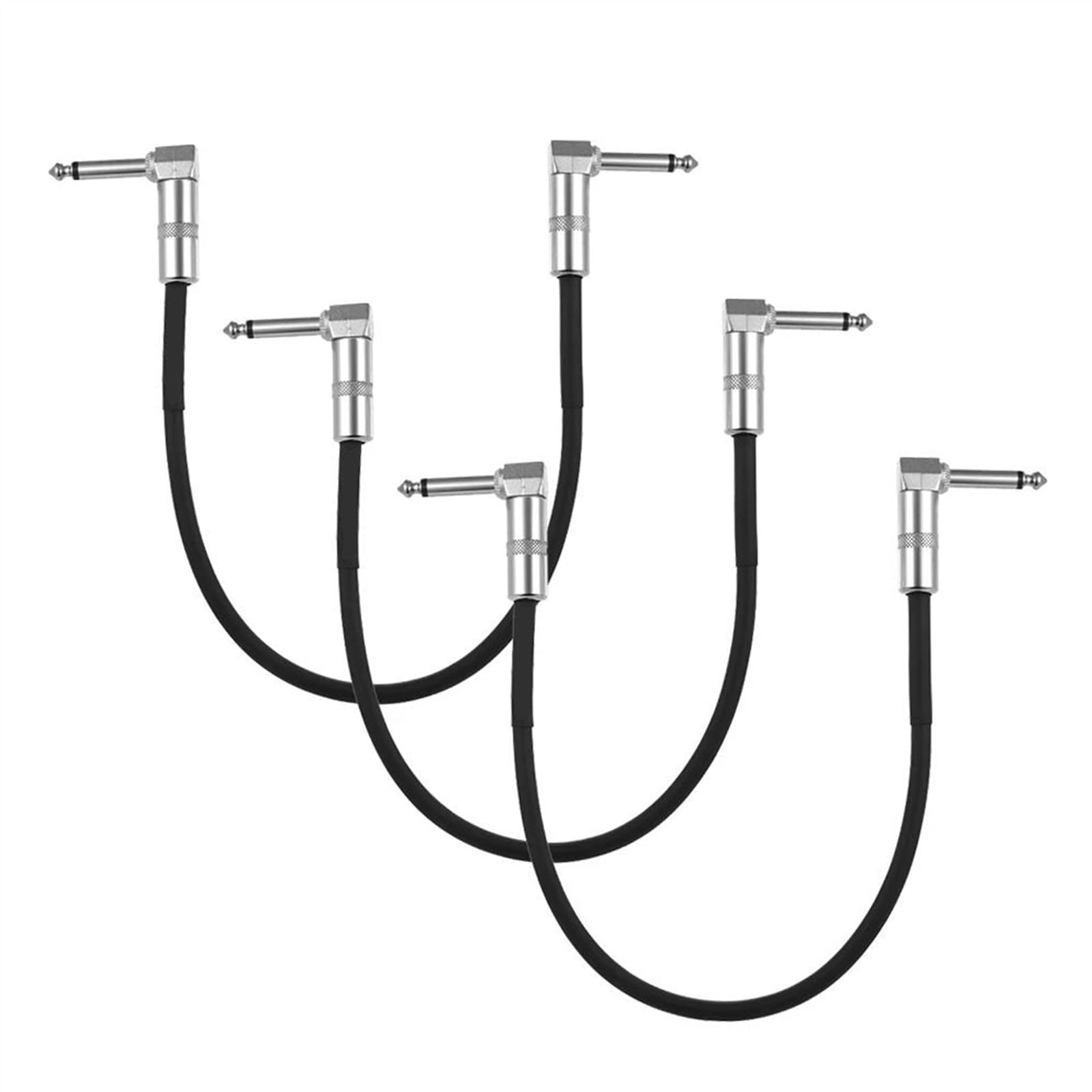 Kabel Audio Do Gitary Zestaw 3 zworek do efektów gitarowych i pedałów do instrumentów 1/4" 6,35 mm, srebrna wtyczka kątowa (Size : 30cm 3pcs)