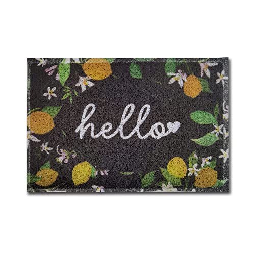 Door Mat Indoor Outdoor Rug Hello Lemon Non-Slip Rubber Backing Low Profile Waterproof Mat for Front Door Housewarming Farmhouses Patio Porch Entryway High Traffic Area