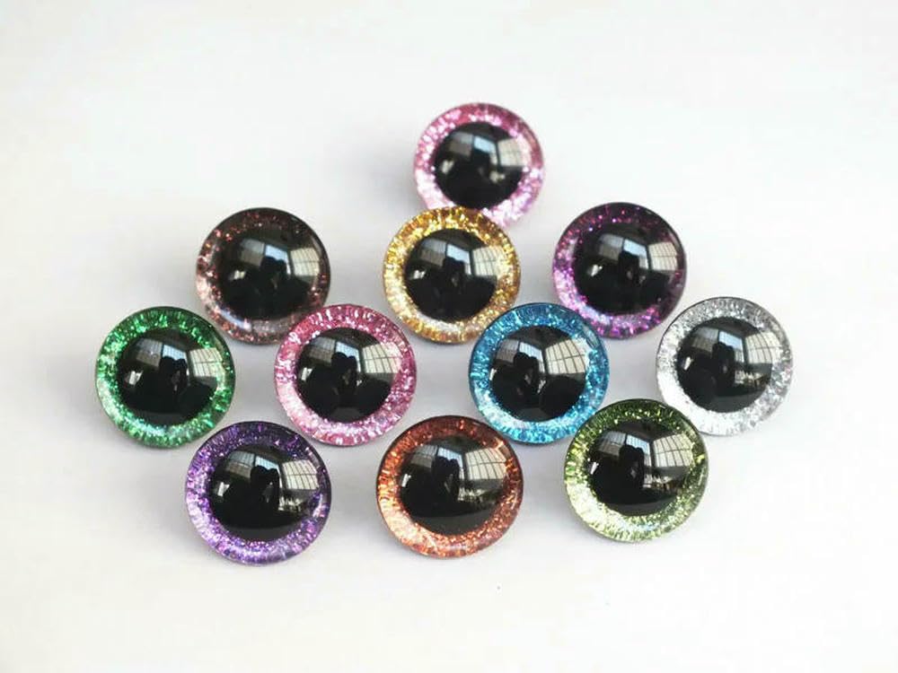 Yoyobo Mixed Color 20Pcs 12Mm/14Mm/16Mm/20Mm/25Mm Clear Trapezoid Plastic Safety Toy Eyes Glitter Nonwovens