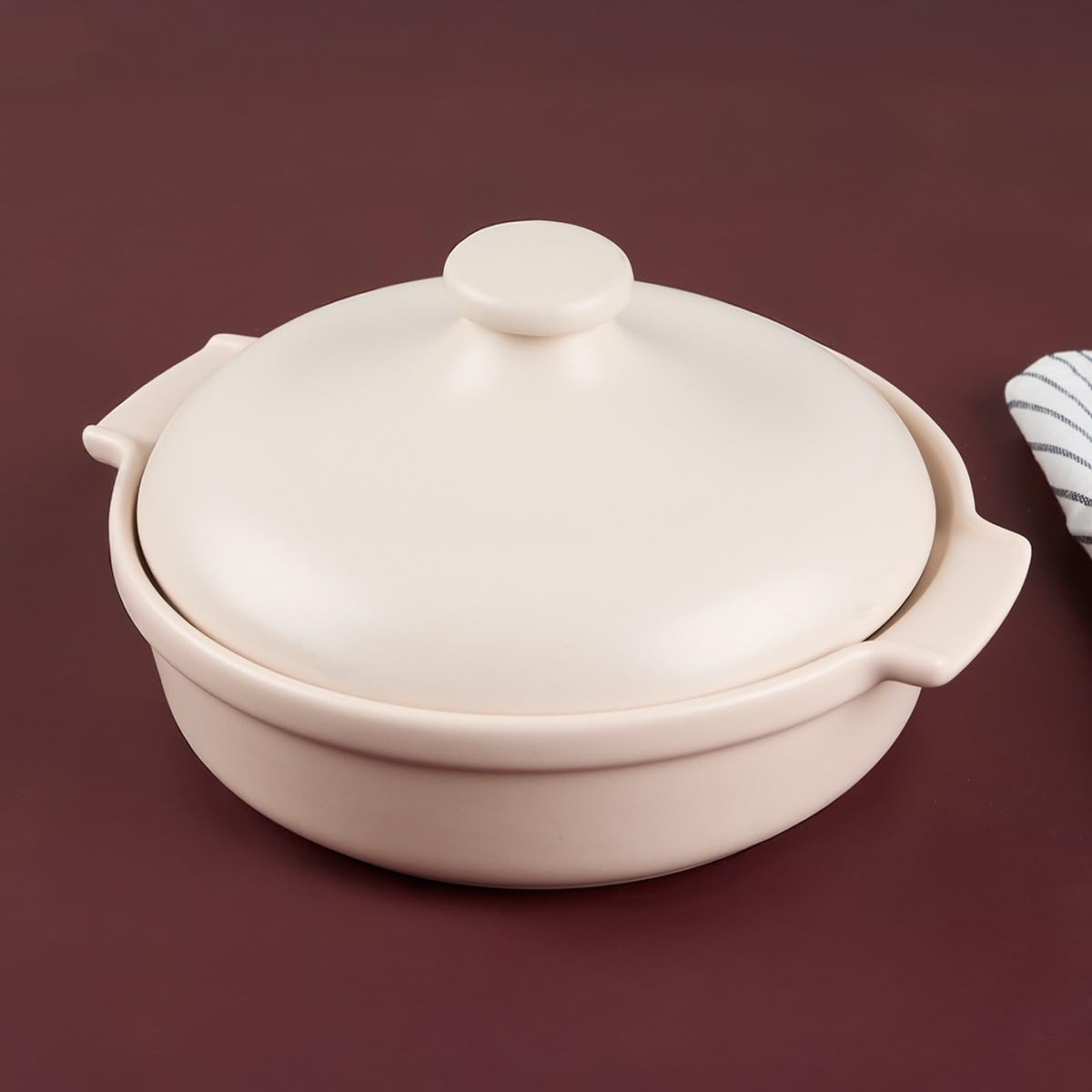 Aryıldız Elissa Kapaklı Karnıyarık Fırın Kabı Mat Beyaz 25 cm