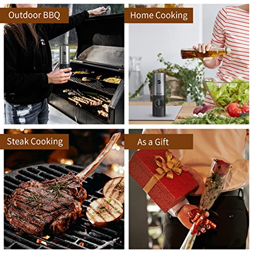 Caisimiki Electric Salt And Pepper Grinder, Automatic Salt And Pepper Mill Grinder Shakers With Led Light One Hand Battery Operated, Adjustable Coarseness, Free Brush And Spoon, Stainless Steel 1 Pack #TOP6