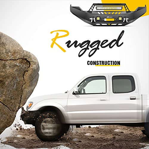 Image of Nilight Front Bumper with Shackle & Light for 2013-2018 Dodge Ram 1500 (Excl. Rebel) & 2019-2024 Ram 1500 Classic Pickup Truck with Winch Plate, Light Bar+2Pcs Pod, Full Width Solid Steel