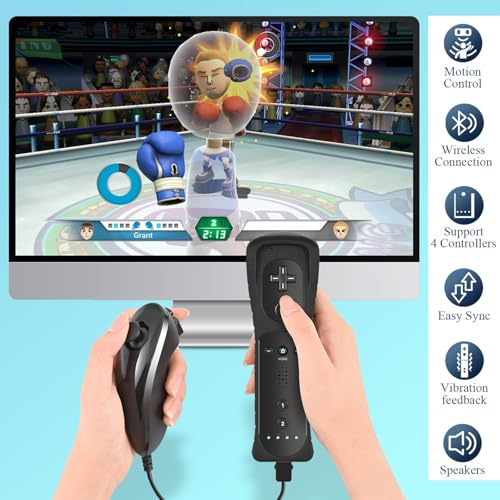 YOVONAZE Compatível com controle Nintendo Wii, controle remoto Wii com controle Nunchuck e Nunchuck