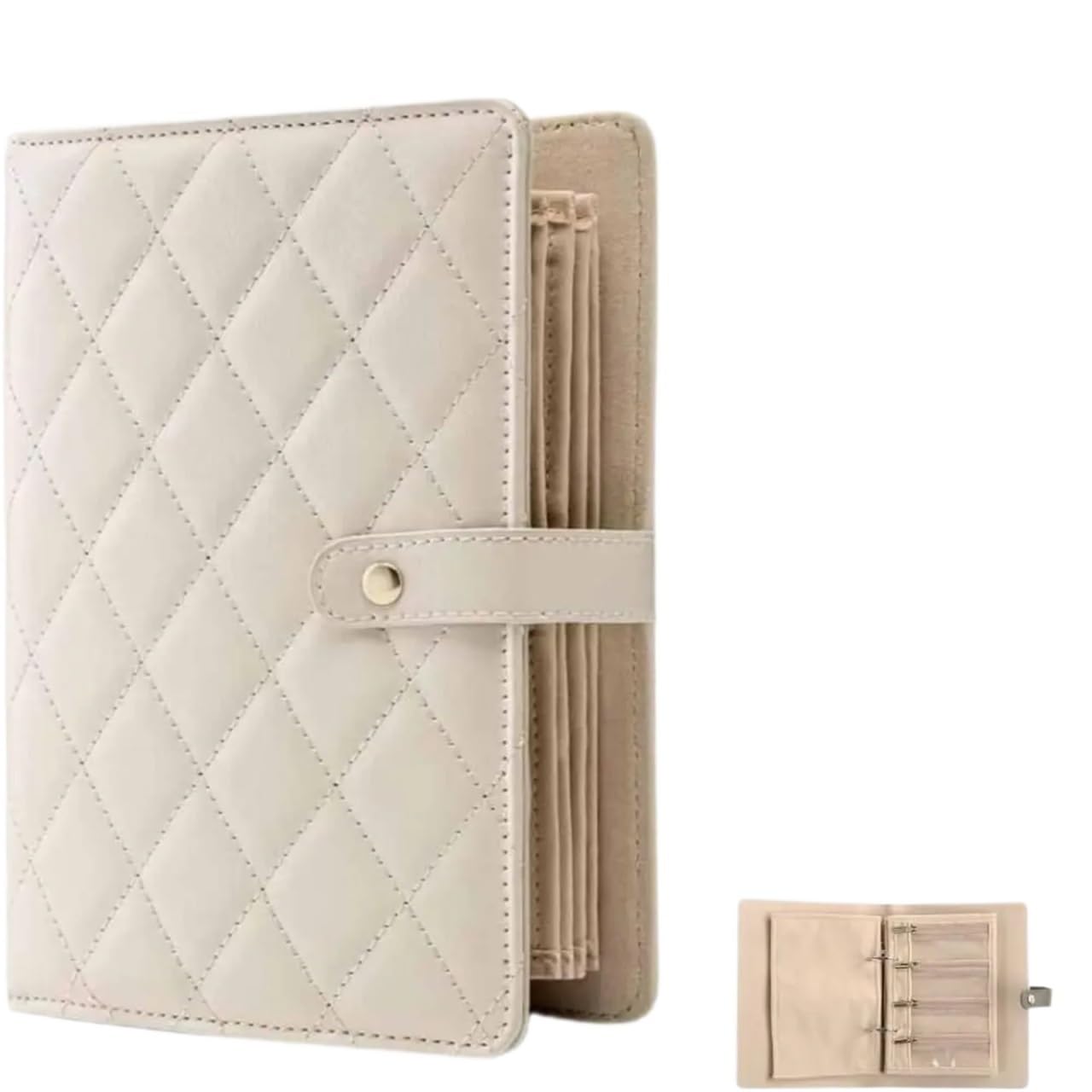 Mlyvax 1pc Transparent Jewelry Storage Book Velvet with Zipper Necklace Binder Luxury PU Leather Clear Pockets