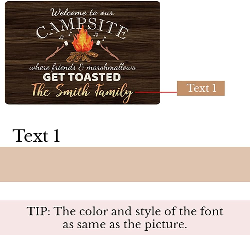 Personalized Camper Doormat 35 X 25 Welcome to Our Campesite Custom Camping RV Door Mat Customized Last Name Non Slip Doormat Campsite Rugs Outside Decor