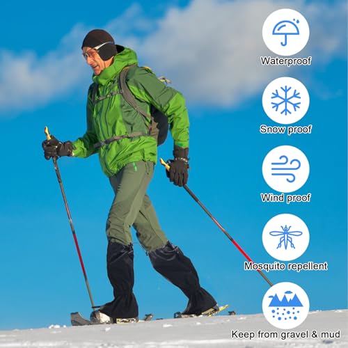 Leg-Gaiters-2-Pairs-of-Lightweight-Hiking-Gaiters-Waterproof-Windproof-Durable-Leg-Cover-Protect-for-Mountain-Snow-Hiking-Skiing-Climbing-and-Hunting-includes-2-Drawstring-bags