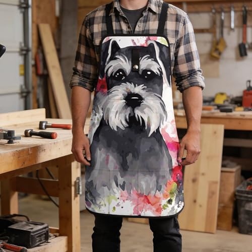 Delantal de trabajo Schnauzer con 8 bolsillos ajustable miniatura 5